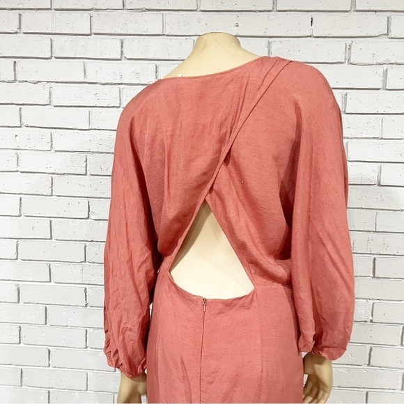 Anthropologie Women’s Puff-Sleeve Wrap Mini Dress in Pink - Picture 9 of 12